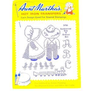 Aunt Martha's Hot Iron Transfers Sunbonnet Sue & Overall Bill Partially Used
